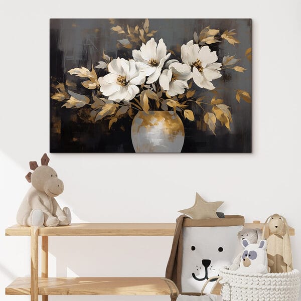 Quadri Quadri Dipinto raffigurante fiori bianchi in un vaso (COD: s42885)