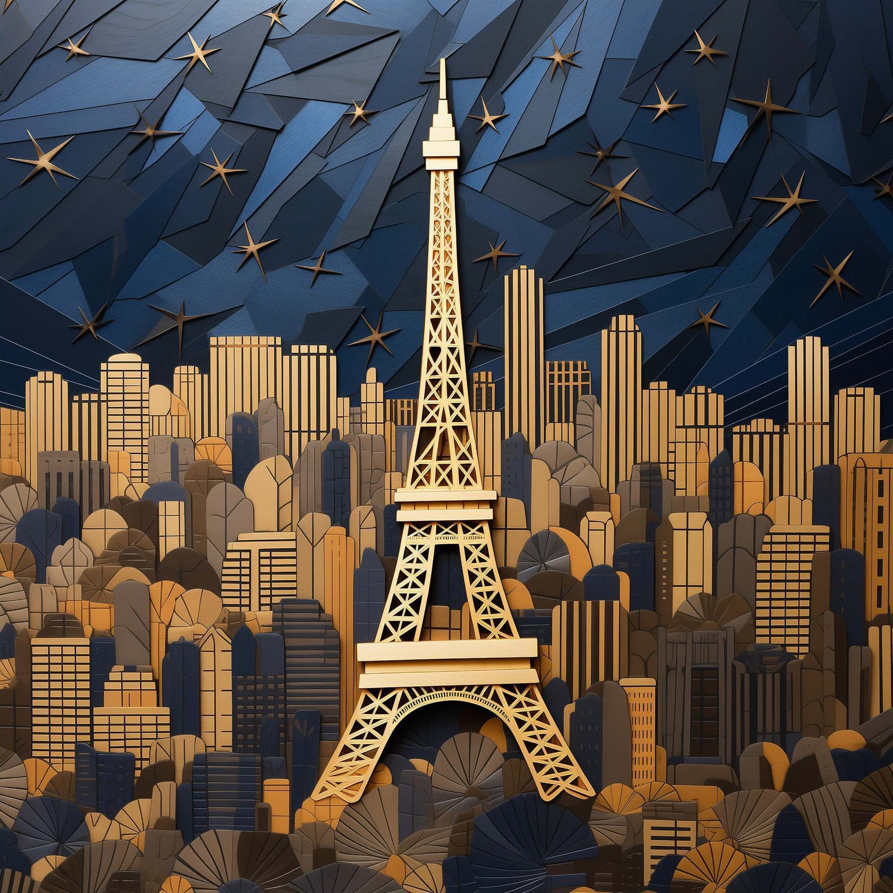 Eiffel Tower amidst a cityscape Eiffel Tower amidst a cityscape