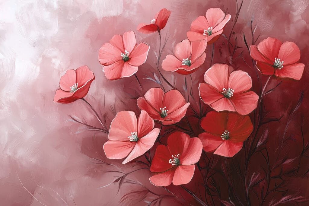Painting of flowers on a pink background