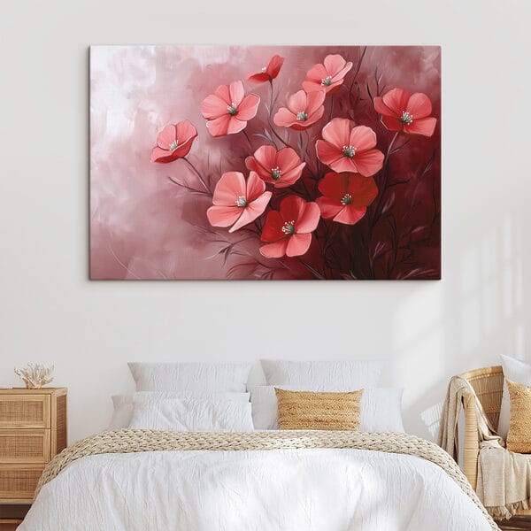 Painting of flowers on a pink background