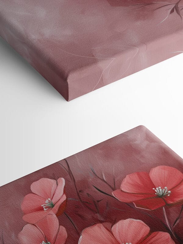 Painting of flowers on a pink background