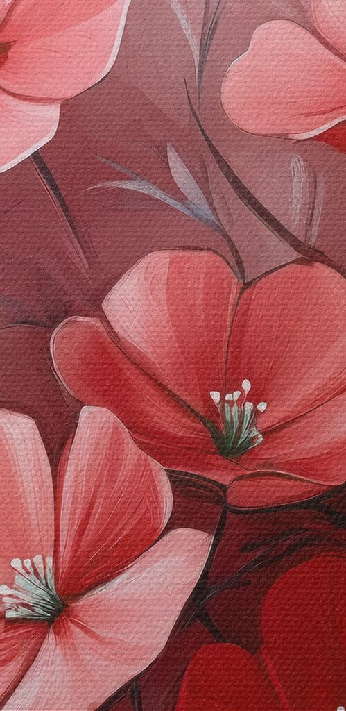 Painting of flowers on a pink background