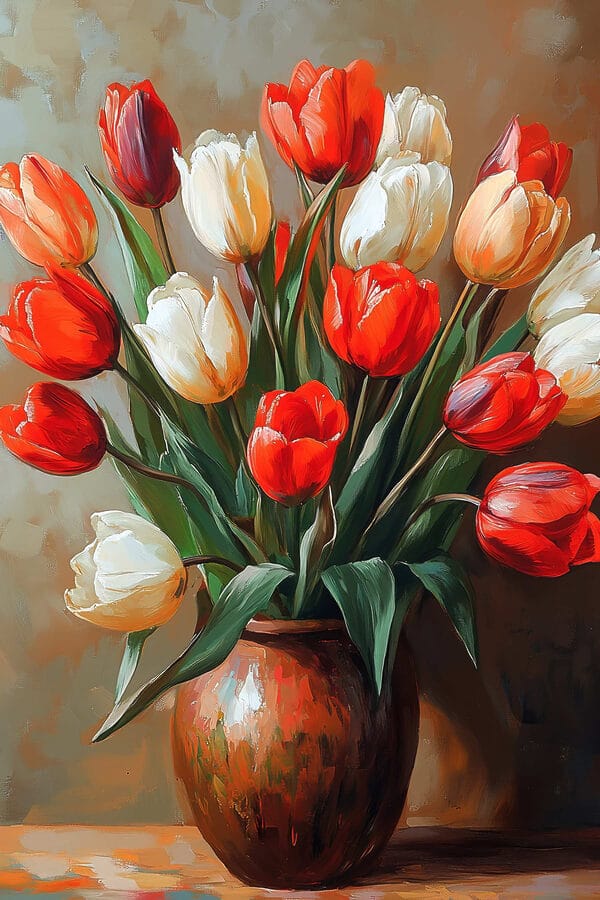 Painting of flowers in a vase