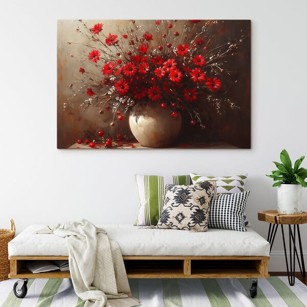 Quadri Quadri Vaso con fiori rossi (COD: s42983)