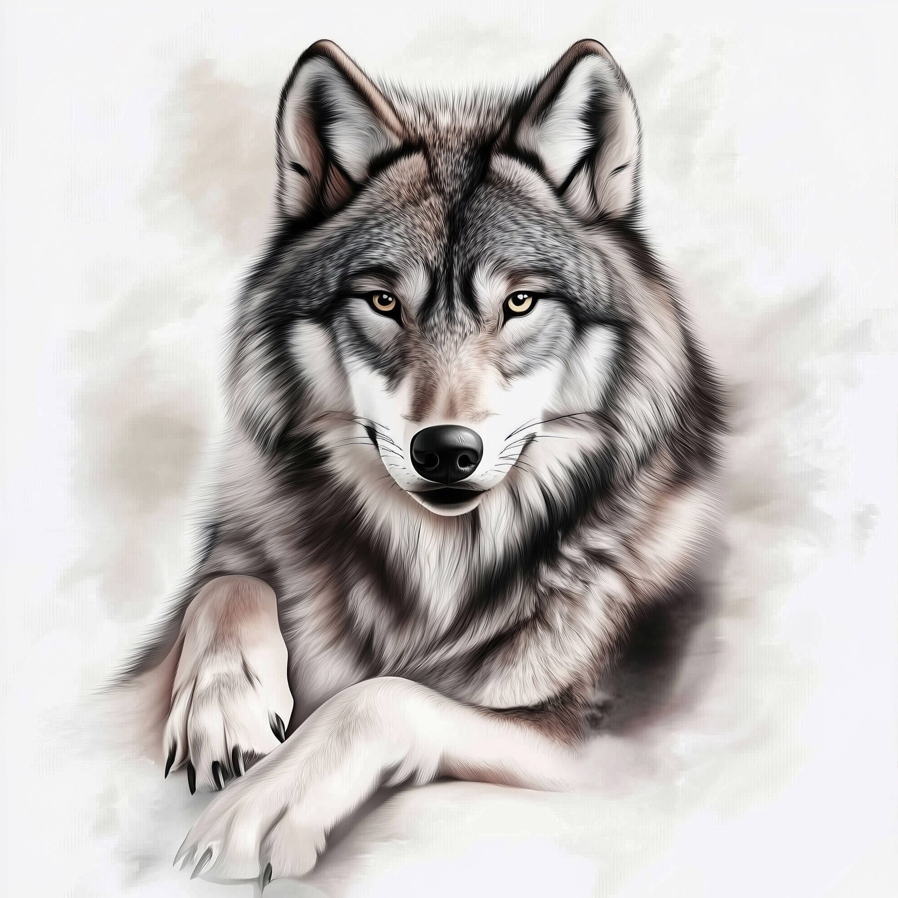 Wolf lying down looking at the camera Wolf lying down looking at the camera