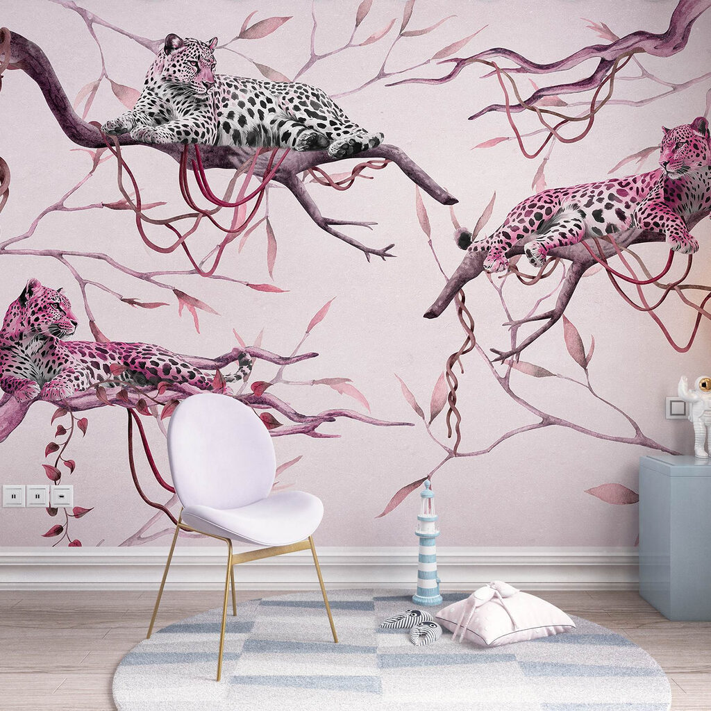 Group of leopards lying on a tree branch Group of leopards lying on a tree branch