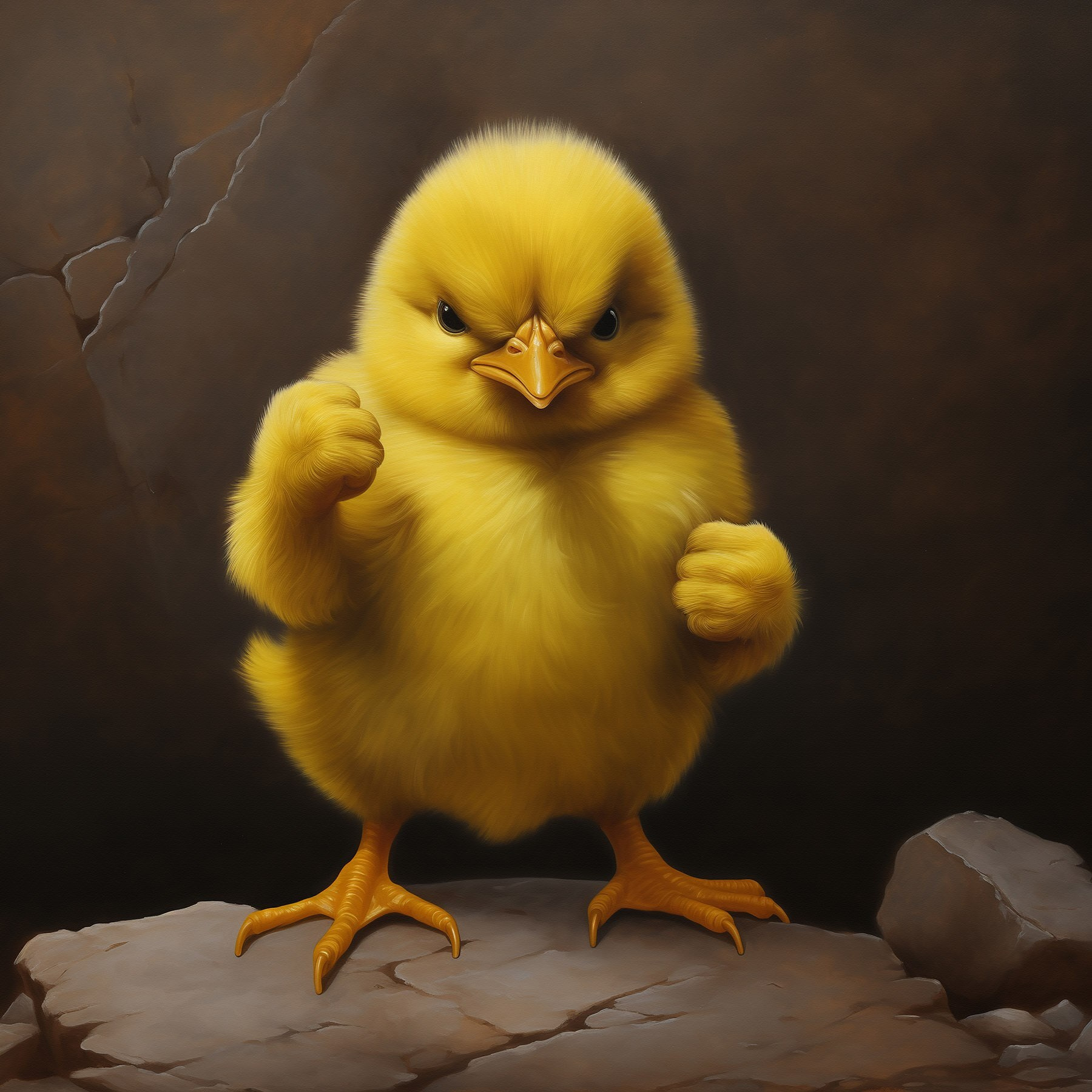 Yellow chick standing on a rock Yellow chick standing on a rock