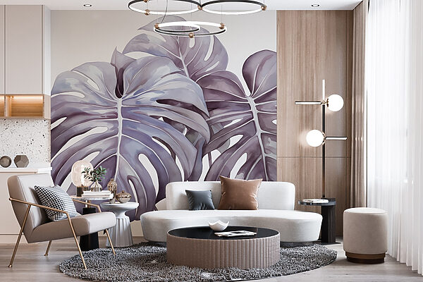 Wall murals Group of leaves on a white background Wall murals Group of leaves on a white background