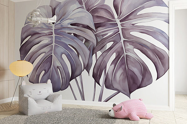Wall murals Group of leaves on a white background Wall murals Group of leaves on a white background