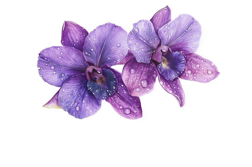 Fiori viola con gocce d'acqua Fiori viola con gocce d'acqua