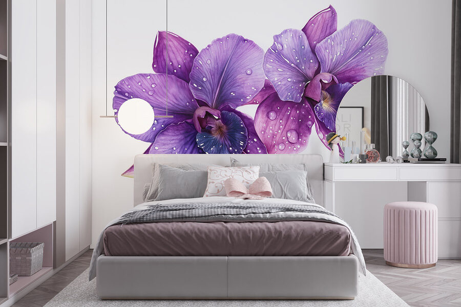 Fiori viola con gocce d'acqua Fiori viola con gocce d'acqua
