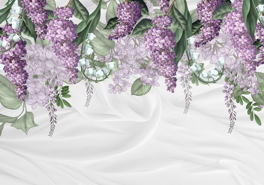 Fiori di lavanda su sfondo di tessuto morbido