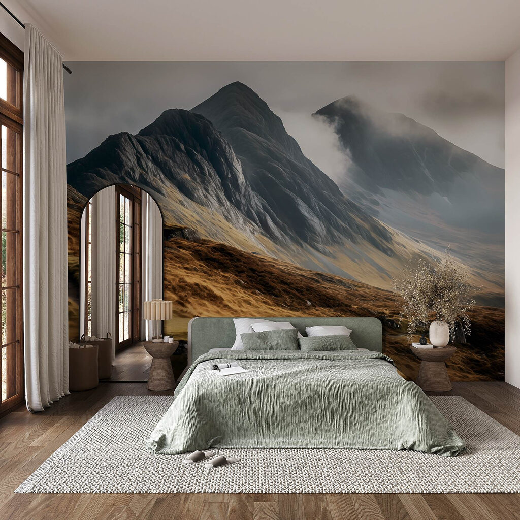 Mountain range with clouds