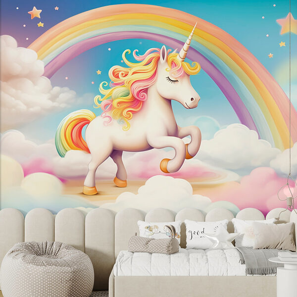 Unicorno con arcobaleno e nuvole Unicorno con arcobaleno e nuvole