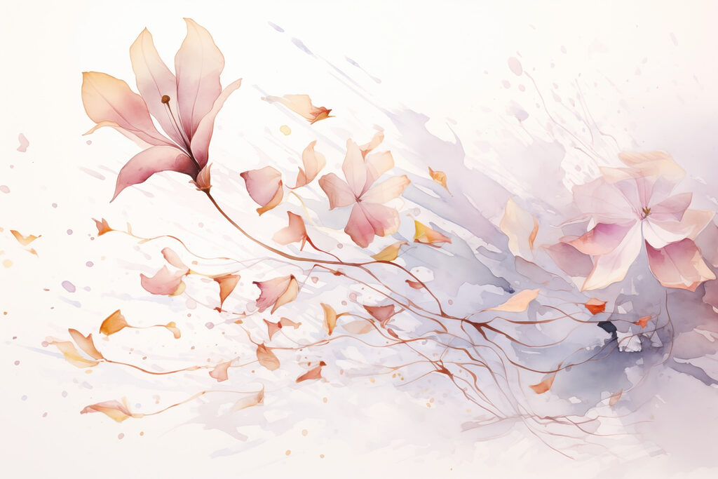 Acquerello di fiori e foglie Acquerello di fiori e foglie