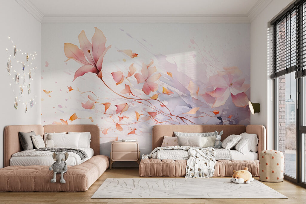 Watercolor of flowers and leaves Watercolor of flowers and leaves