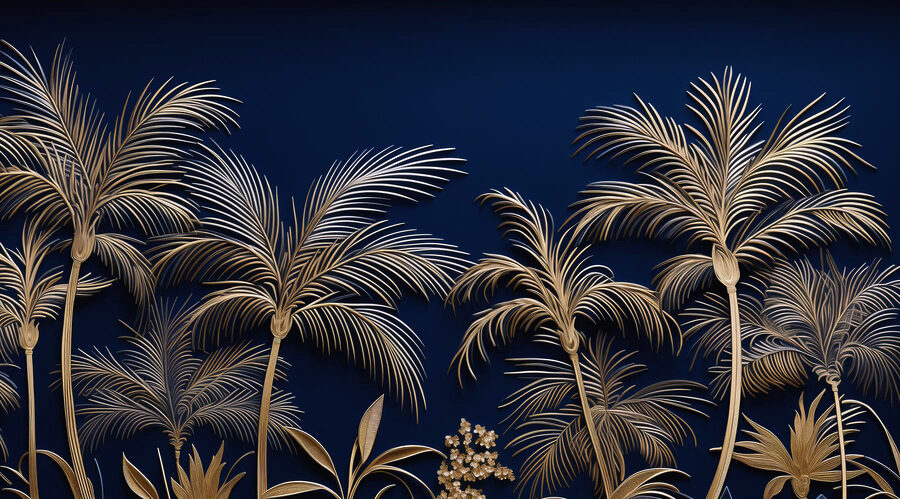Palme tropicali su uno sfondo scuro
