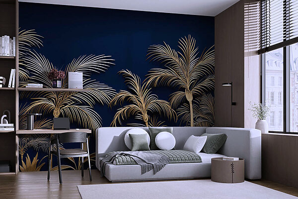 Palme tropicali su uno sfondo scuro Palme tropicali su uno sfondo scuro