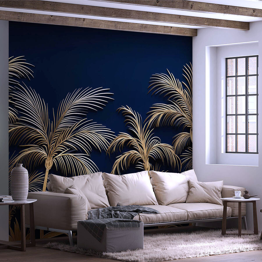 Palme tropicali su uno sfondo scuro