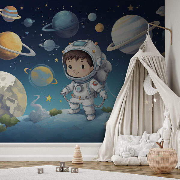 Cartone animato di un ragazzo in tuta spaziale Cartone animato di un ragazzo in tuta spaziale