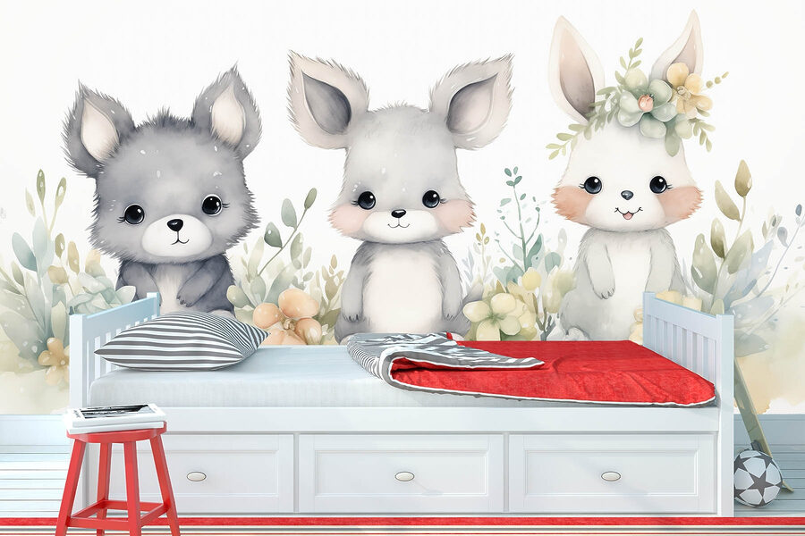 Gruppo di animali con fiori