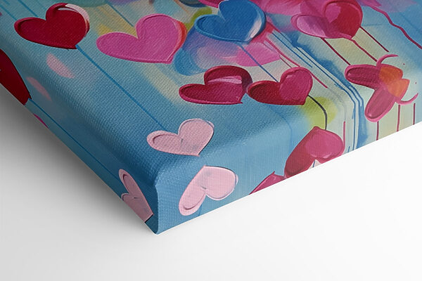Painting of hearts on a blue background Painting of hearts on a blue background