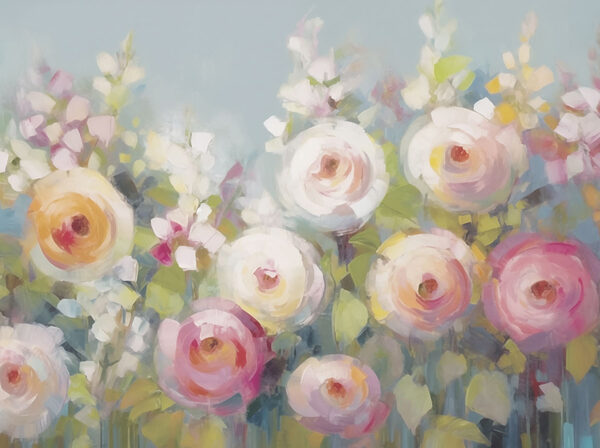 Pittura di fiori su sfondo blu Pittura di fiori su sfondo blu