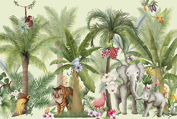 Carta da parati con animali e uccelli Carta da parati con animali e uccelli