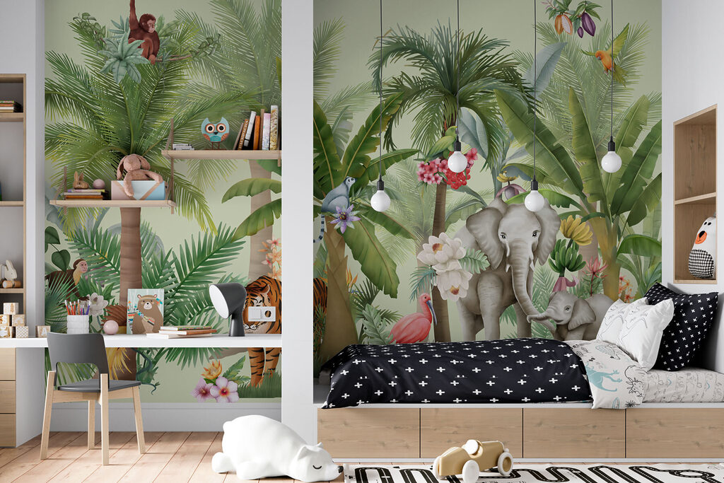 Wallpaper with animals and birds Wallpaper with animals and birds