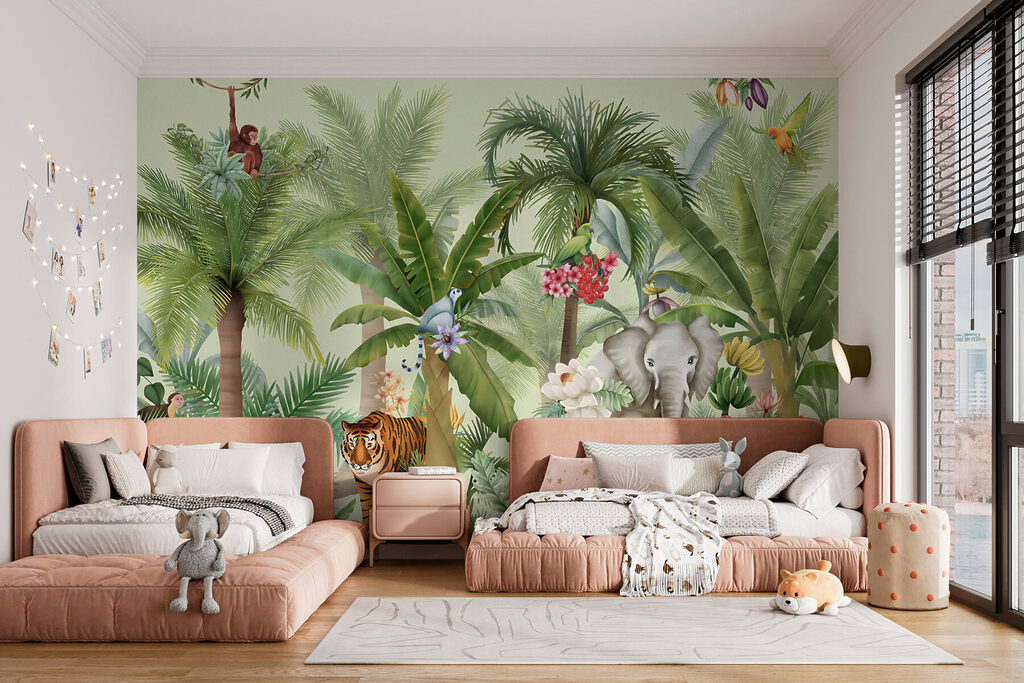 Wallpaper with animals and birds Wallpaper with animals and birds