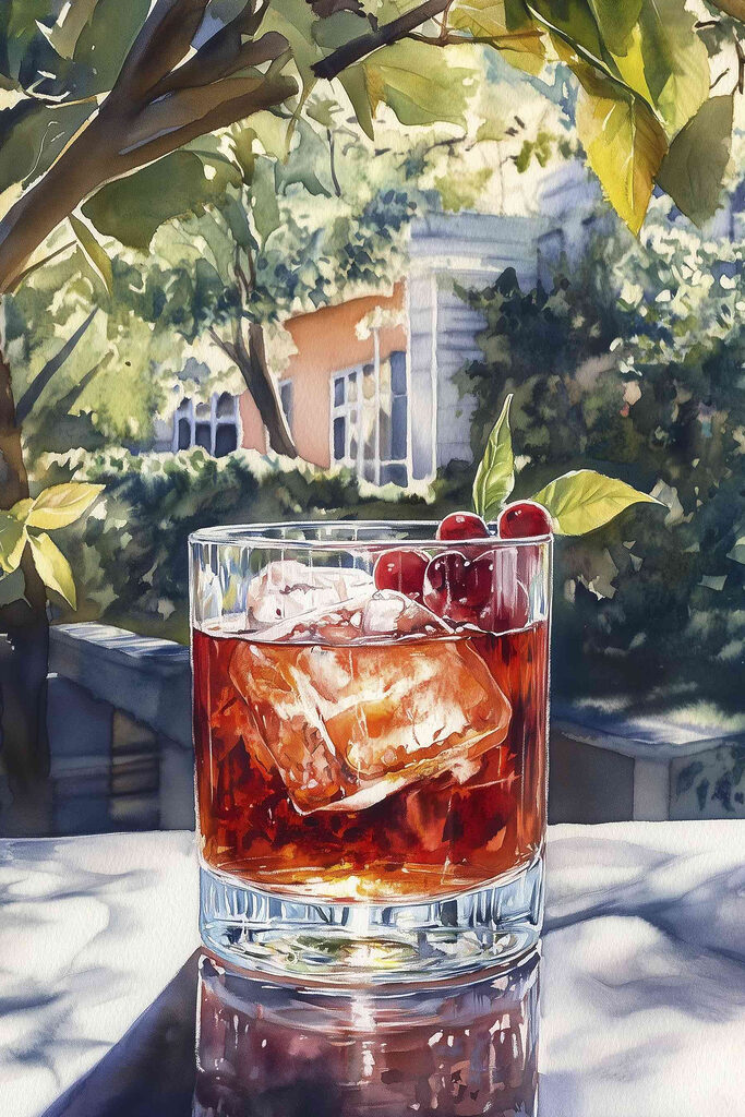 Glass of ice and cherries Glass of ice and cherries