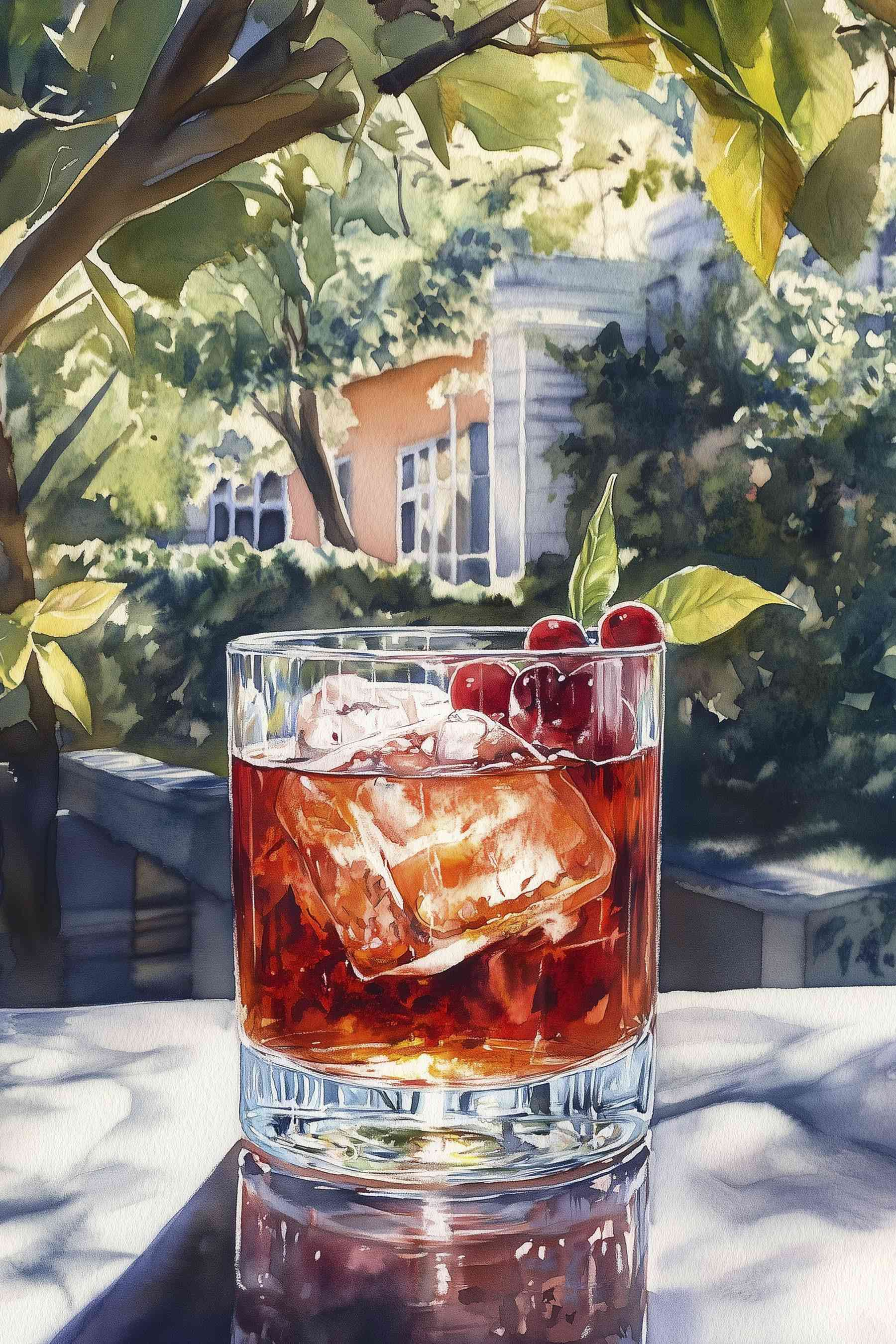 Glass of ice and cherries Glass of ice and cherries