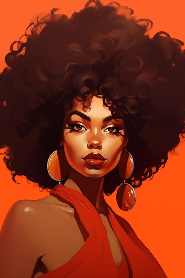 Woman with big afro hair and earrings Woman with big afro hair and earrings