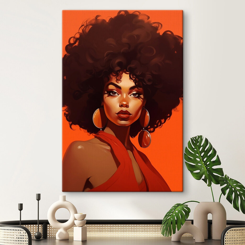 Woman with big afro hair and earrings Woman with big afro hair and earrings