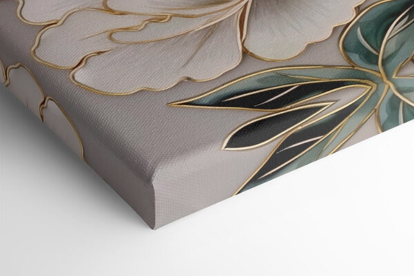 Elegant blooms framed by lush leaves Elegant blooms framed by lush leaves