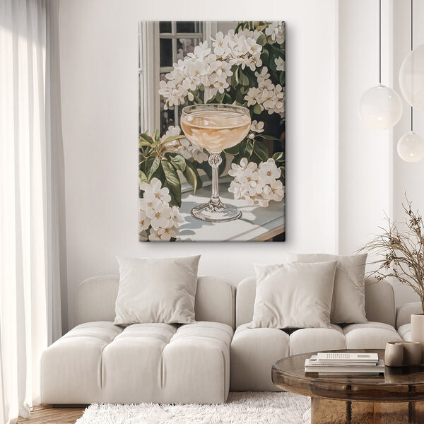 Quadri Quadri Un bicchiere di vino accanto ai fiori (COD: s43051)