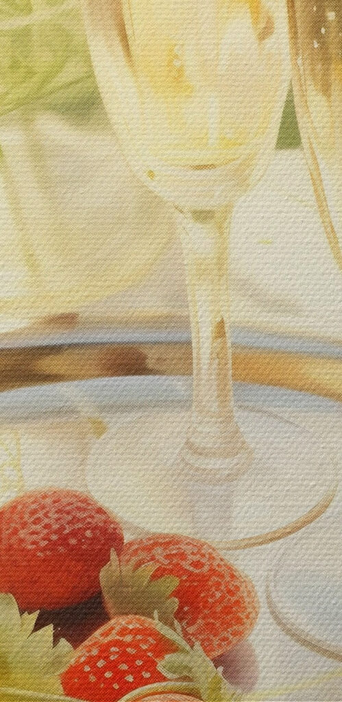 Tray of champagne and strawberries Tray of champagne and strawberries