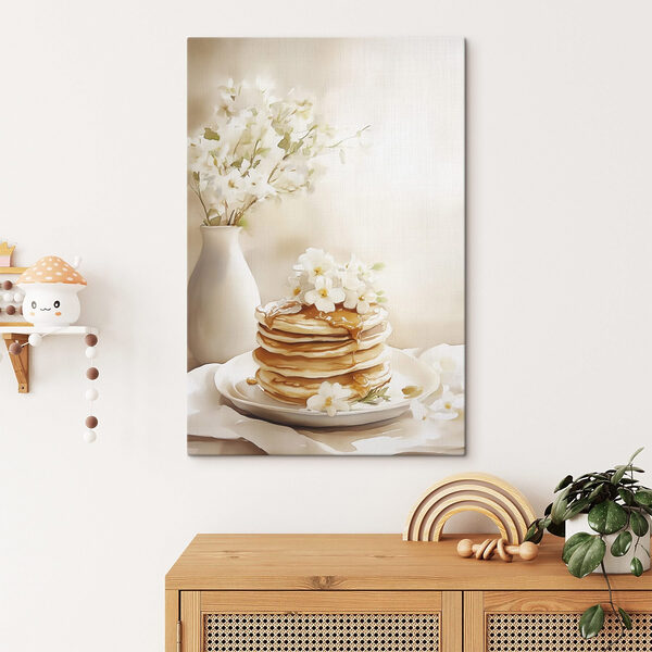 Quadri Quadri Una pila di frittelle guarnite con fiori (COD: s43065)