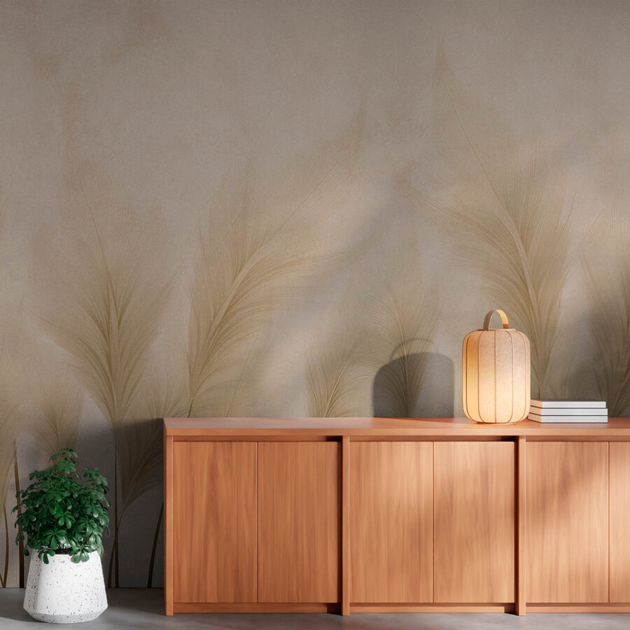 Gruppo di piume su sfondo beige