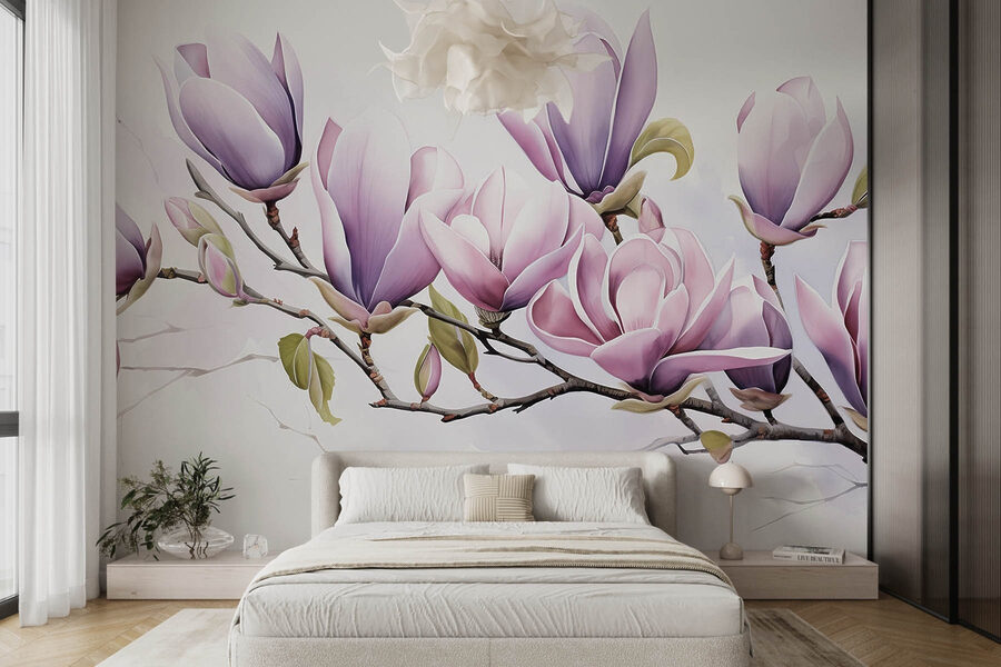 Carta da parati Ramo con fiori viola