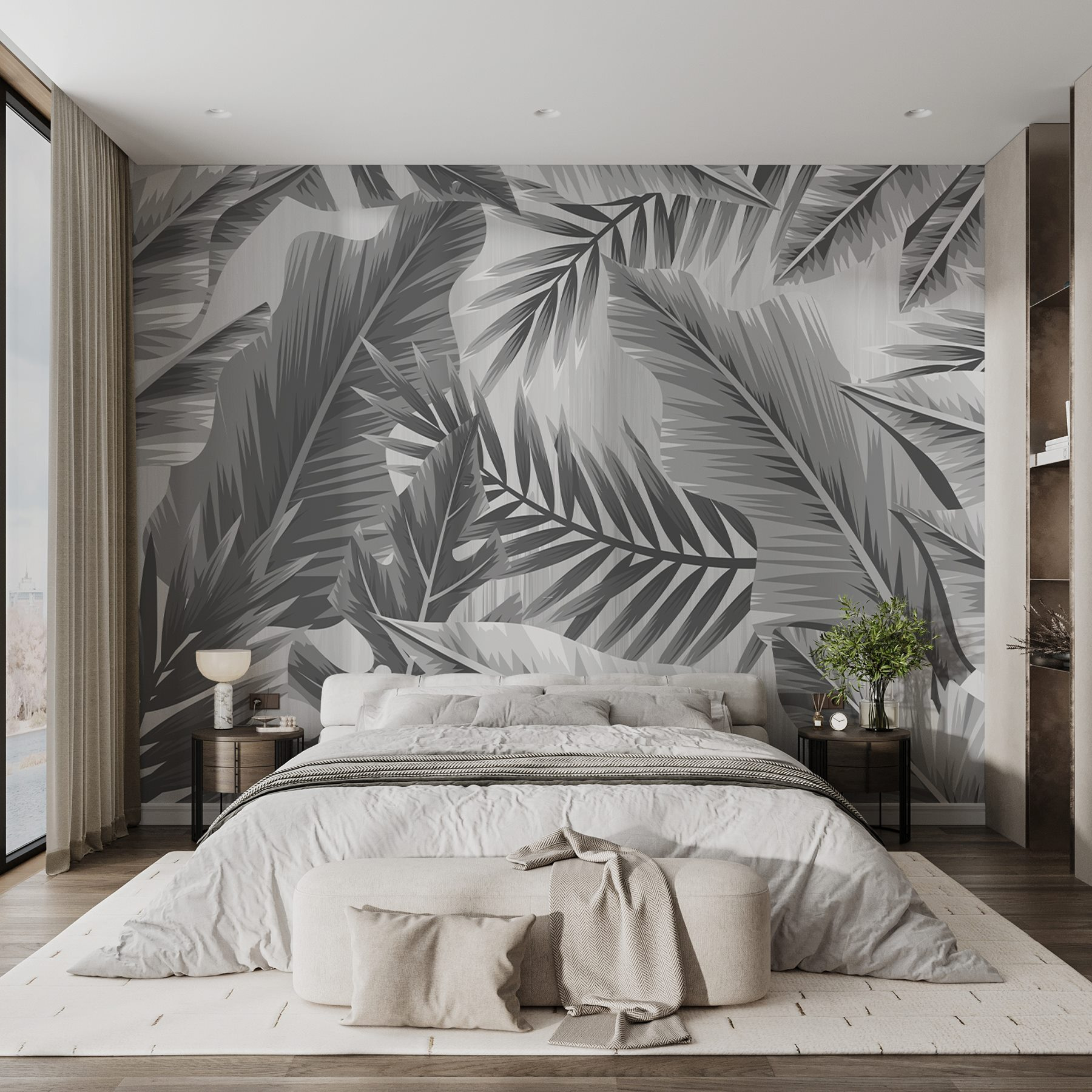 Grey and white pattern of leaves