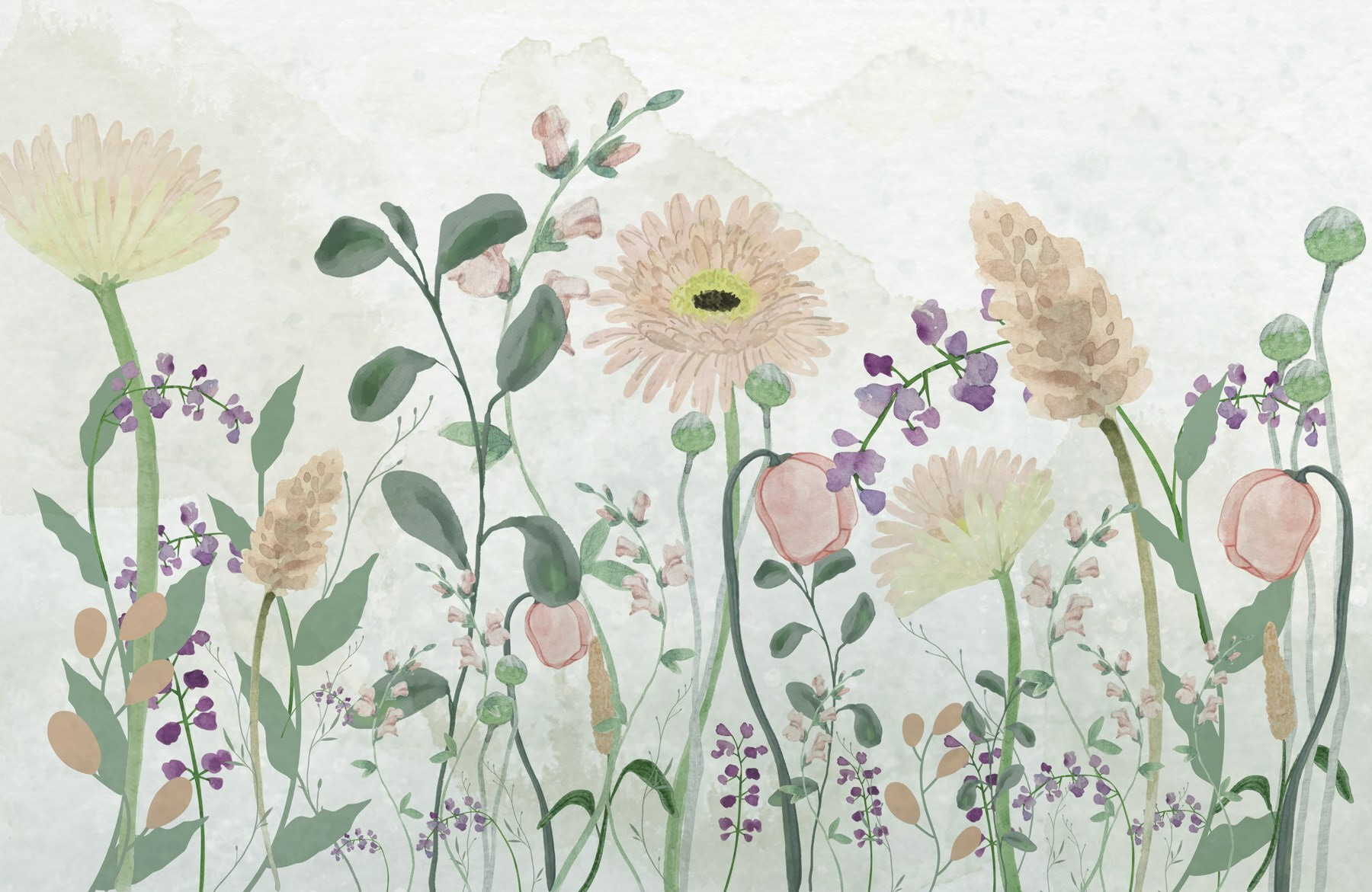 Painting of flowers and leaves