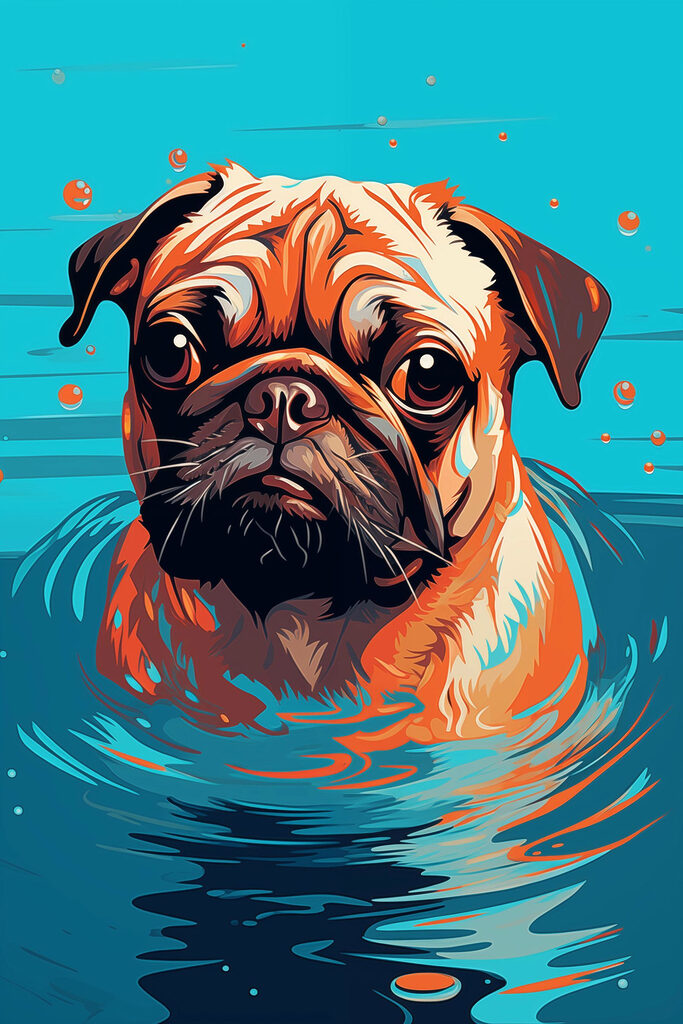 Dog in water with bubbles