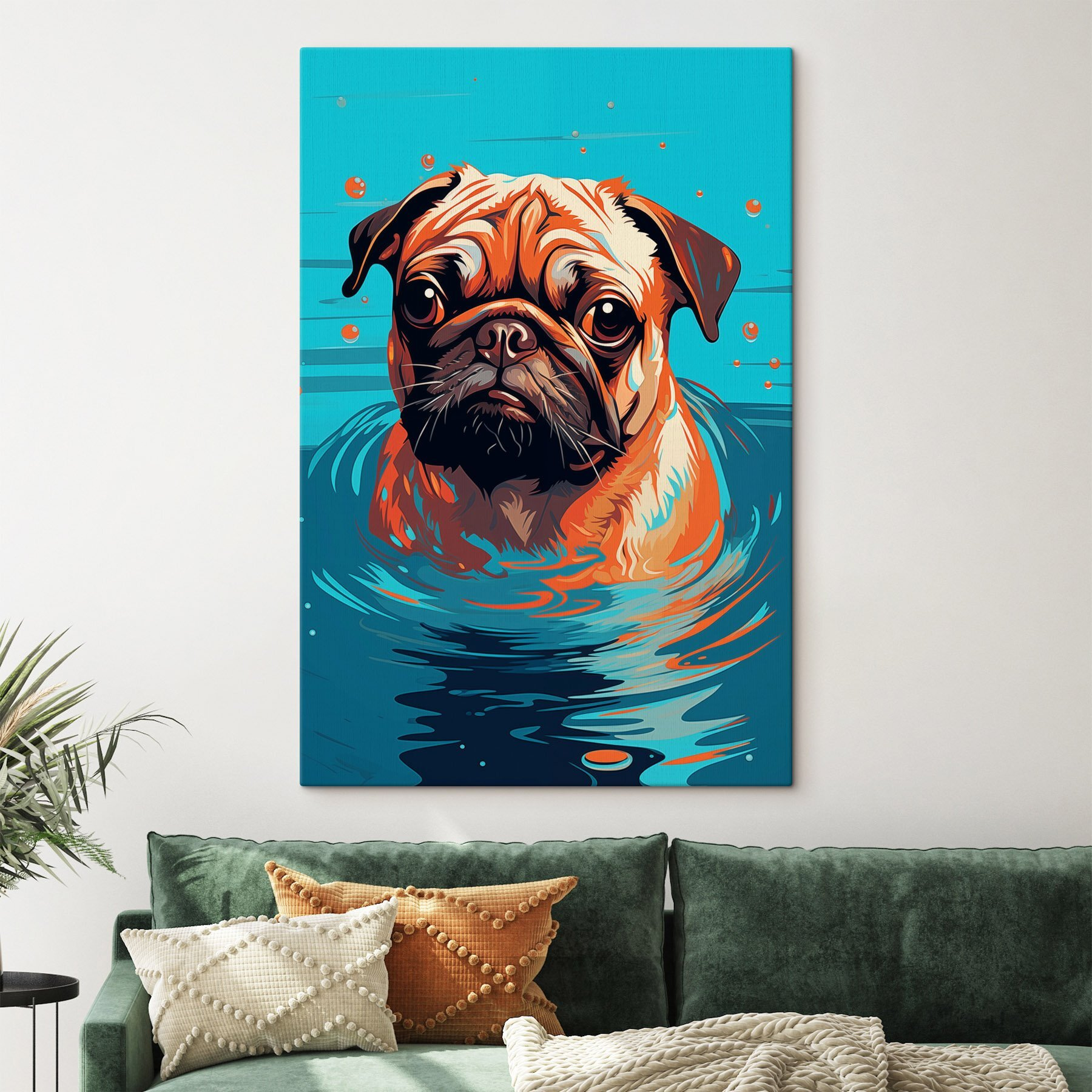 Dog in water with bubbles