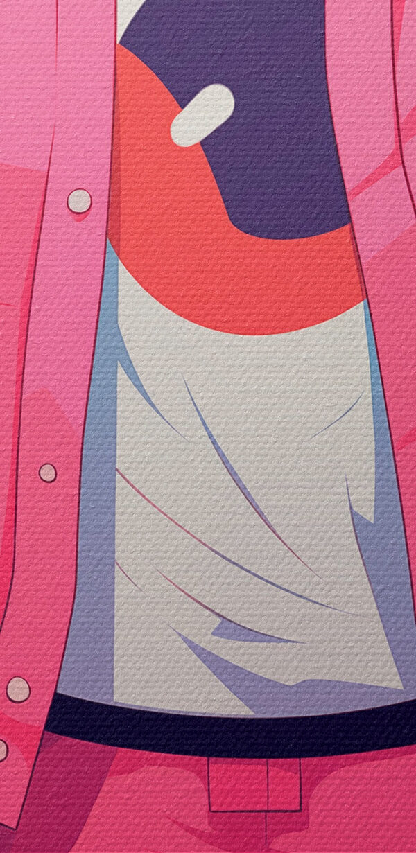 Person wearing a pink hoodie and a pink jacket