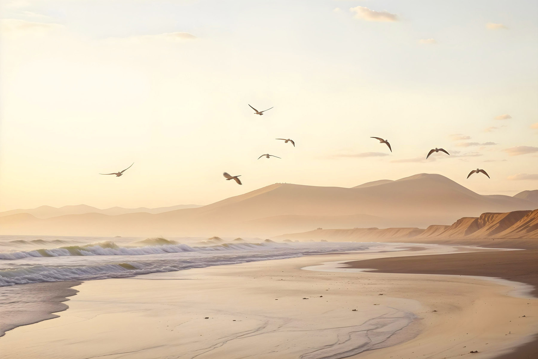 Birds flying over a beach Birds flying over a beach