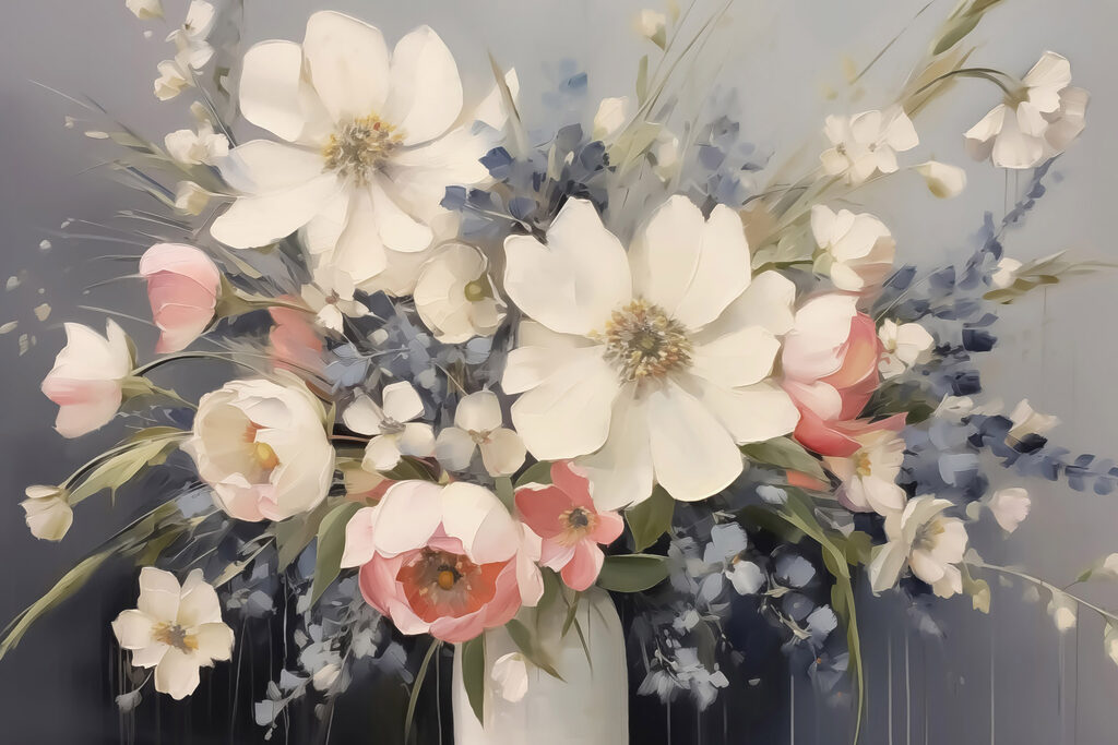 Painting of flowers in a vase