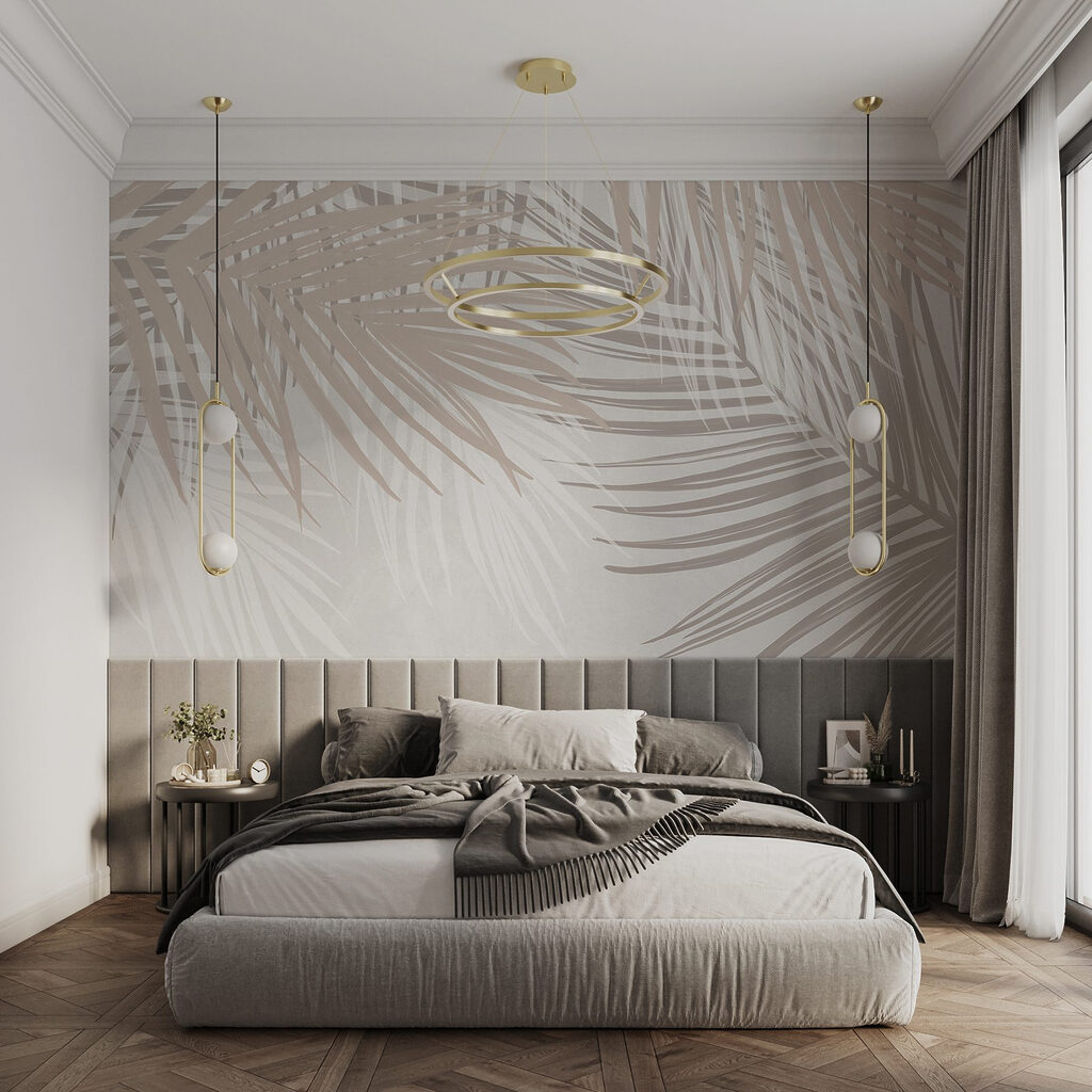 Soft hues of palm leaves intertwine Soft hues of palm leaves intertwine