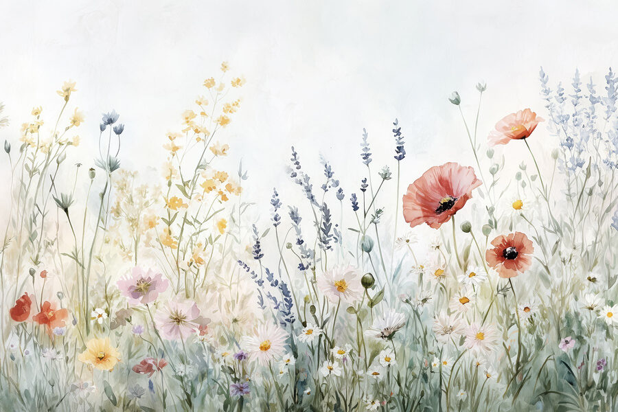Carta da parati Pittura di fiori in un campo - immagine 6