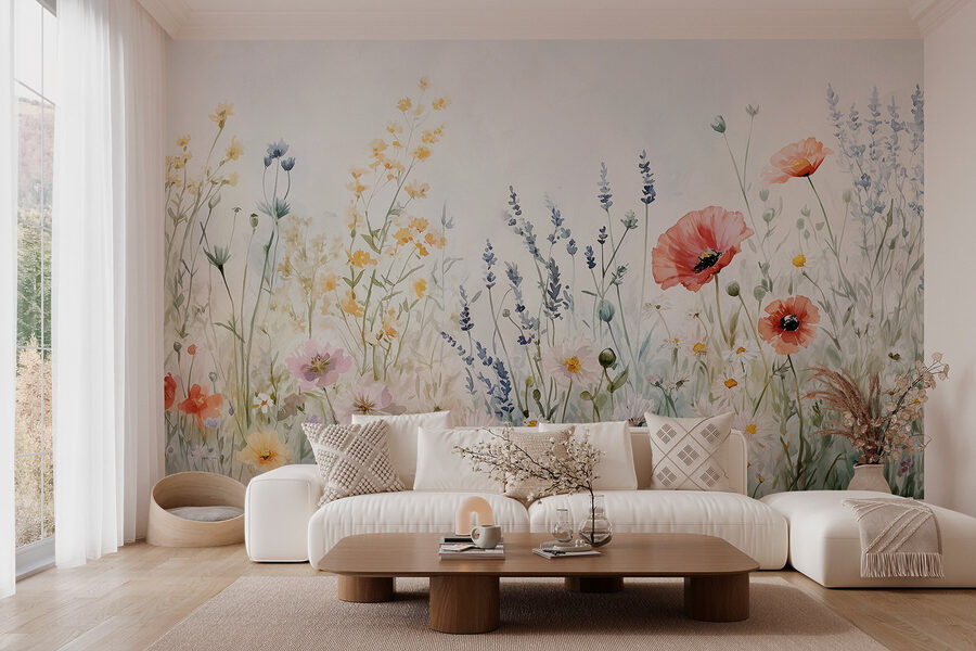 Carta da parati Pittura di fiori in un campo - immagine 3